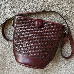VTG 90s Etienne Aigner Woven Leather Bucket Crossbody Shoulder Purse Boho Hippie